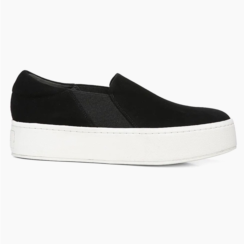 Vince Warren Black Suede Platform Slip On‎ Sneakers 7.5 New With Tags/Box